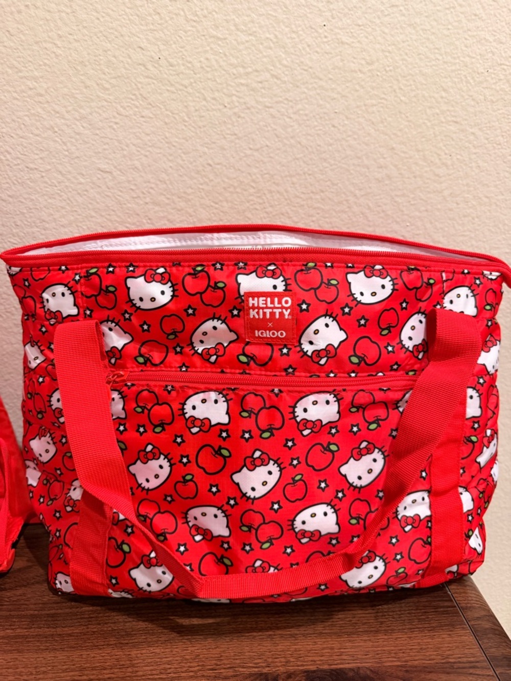 NWT-Hello Kitty Red Patterned Tote Bag with Apples